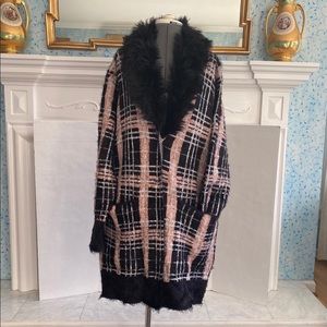 Blush Pink Plaid Sweater Coat by Black Rivet XL